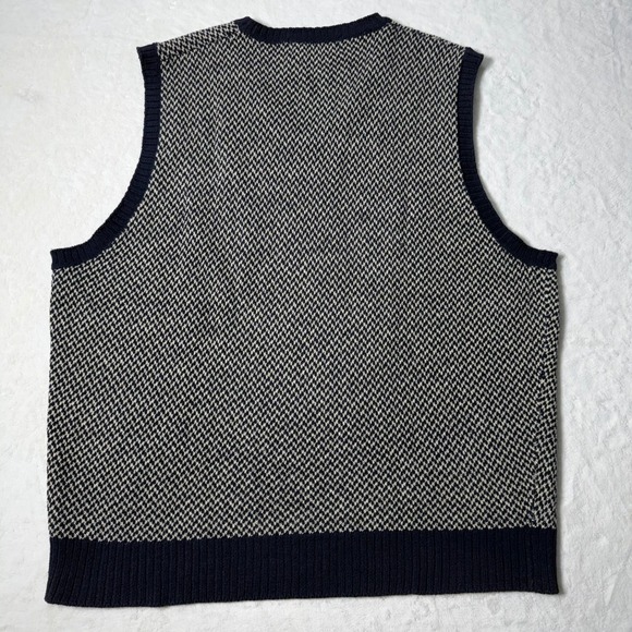 VTG Polo Ralph Lauren Linen Cotton V Neck Sweater Vest Size M Navy Old Money - Picture 2 of 7